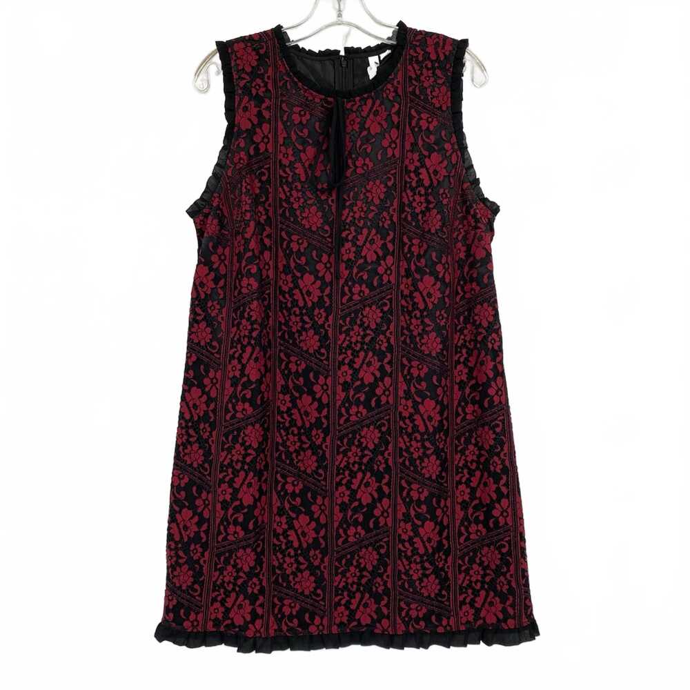 Kenzie Red Black Lace Bow Accent Sleeveless Mini Dress | Women’s L